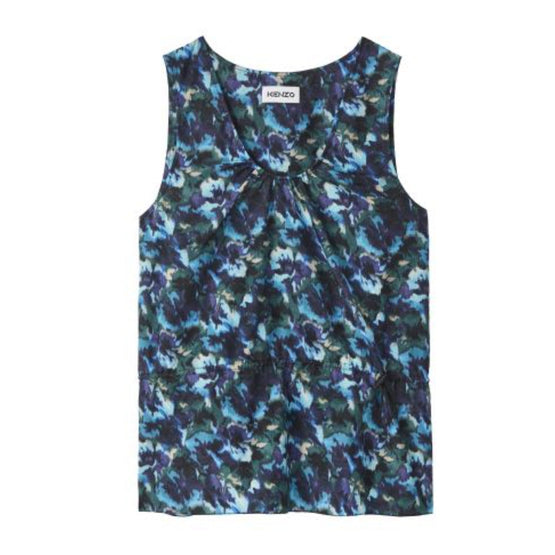 Women Sleeveless Top With Drawstring - Duck Blue