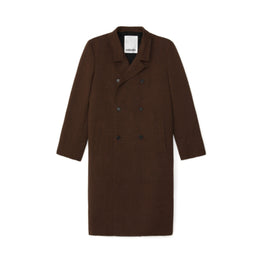 Men Double Breasted Coat - Dark Camel