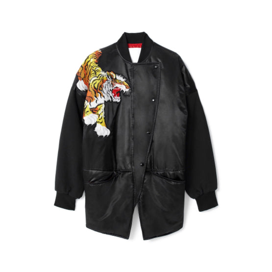 Women Satin Bomber - Black