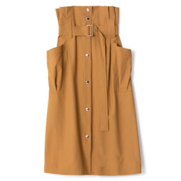 Women Belted Skirt With Pockets - Dark Beige