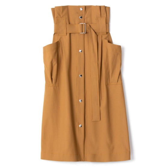 Women Belted Skirt With Pockets - Dark Beige