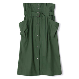 Women Belted Skirt With Pockets - Dark Khaki