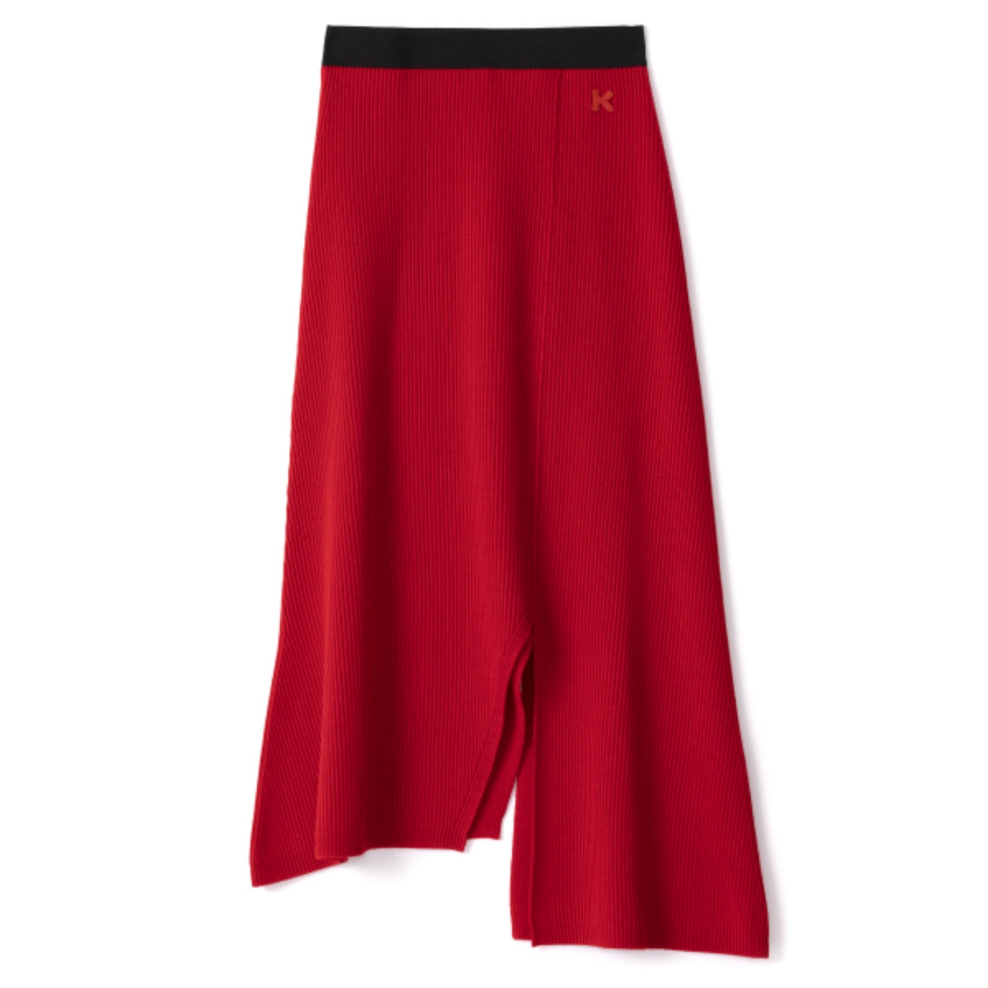 Women Asymmetrical Midi Skirt - Medium Red
