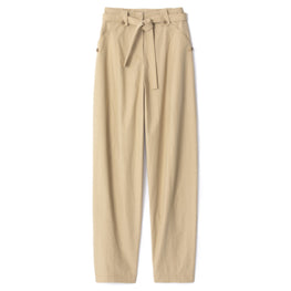 Women Tapered Belted Pant - Beige