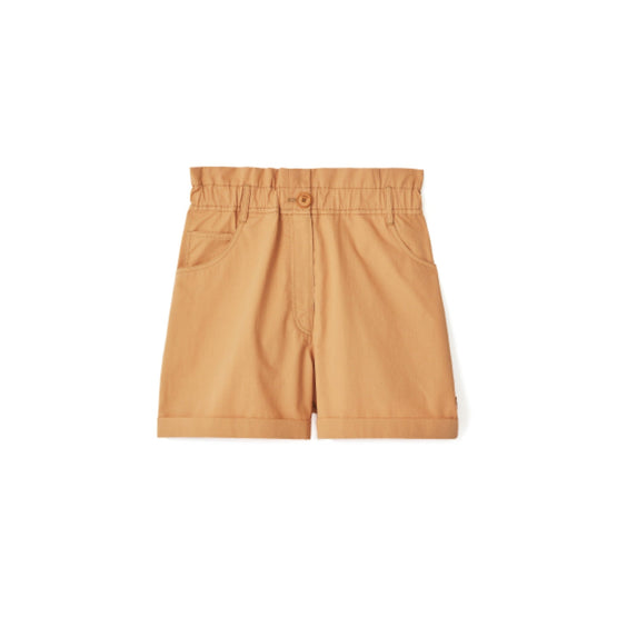 Women High Waisted Elasticated Short - Cognac