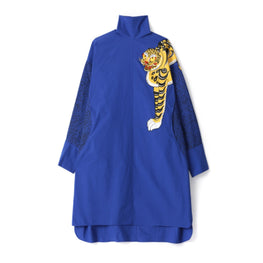 Men Printed Long Overshirt - Royal Blue