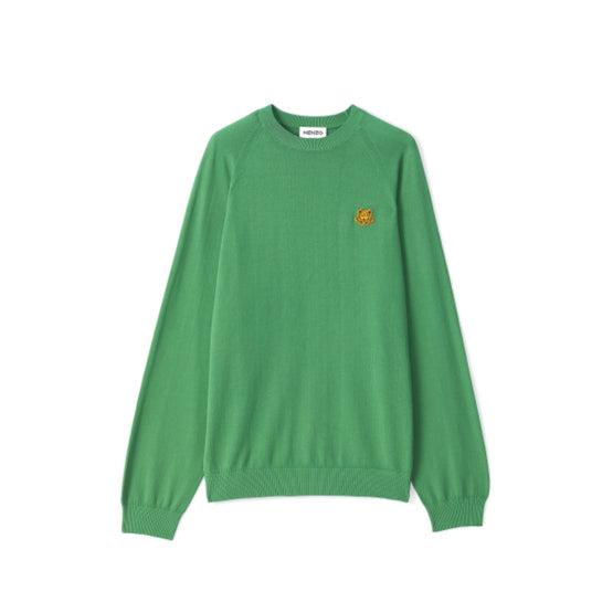 Men Tiger Crest Oversized Jumper - Green