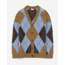 Women Argyle Oversize Btnd Cardigan - Glacier