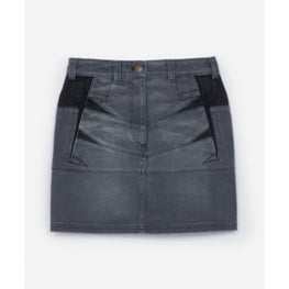 Women Denim Short Skirt - Stone Grey
