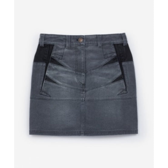 Women Denim Short Skirt - Stone Grey