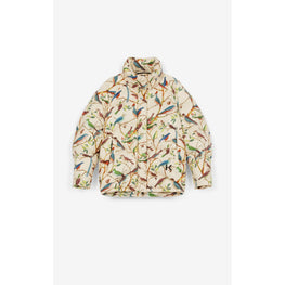 Women Printed Cocoon Puffer Jacket - Ecru