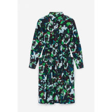 Women Printed Waisted Shirting Dress - Grass Green