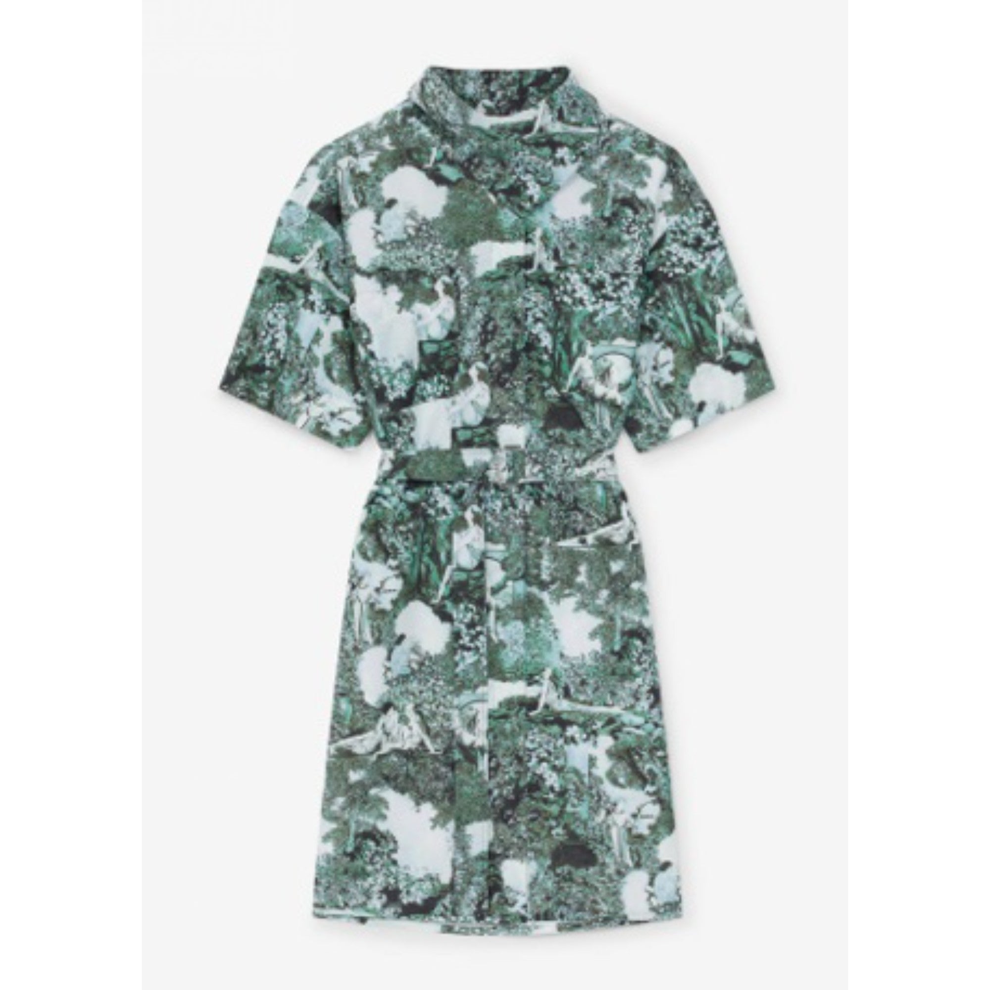 Women Printed Shirting Dress - Dark Khaki