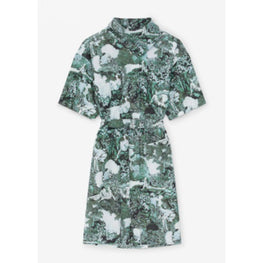 Women Printed Shirting Dress - Dark Khaki