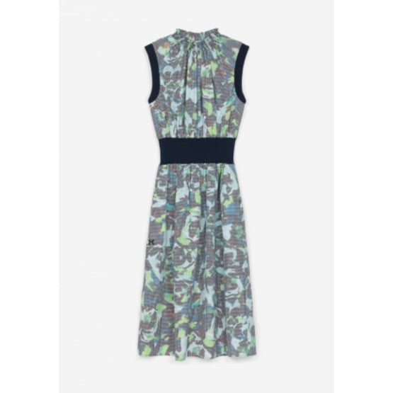 Women Printed Sleeveless Dress - Grass Green
