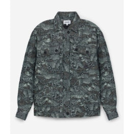 Women Printed Overshirt Jacket - Lime Tea