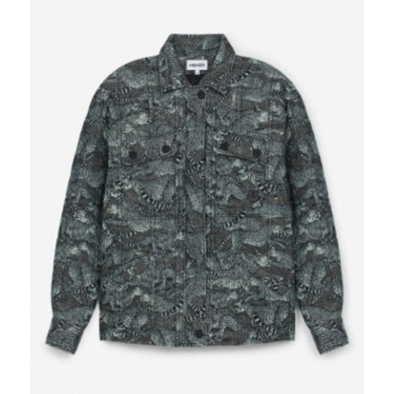 Women Printed Overshirt Jacket - Lime Tea