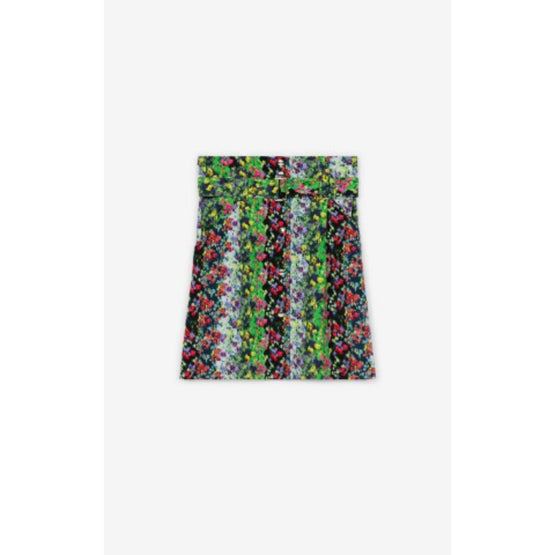 Women Printed Belted Short Skirt - Multicolor