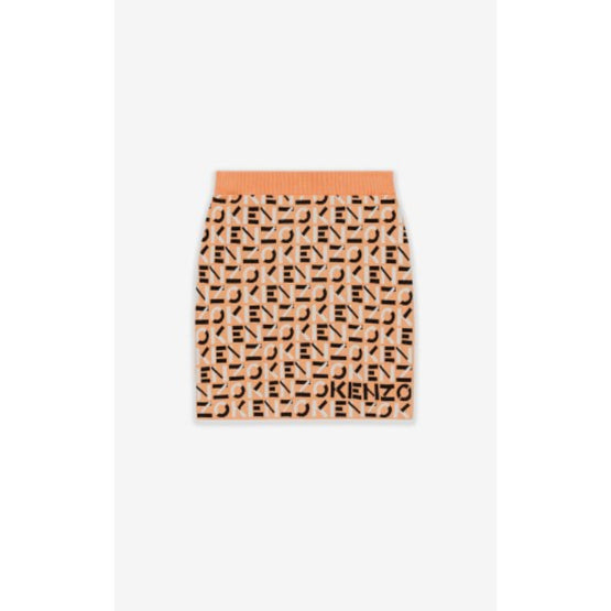 Women Monogram Mini Skirt - Apricot