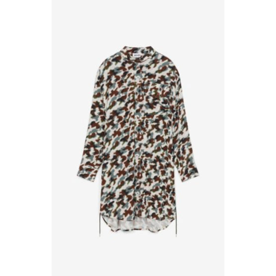 Women Printed Tunic Shirting Dress - Bordeaux