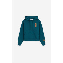 Women Embroidered Boxy Hoodie - Duck Blue