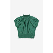 Women Printed Cropped Smocked Top - Pine