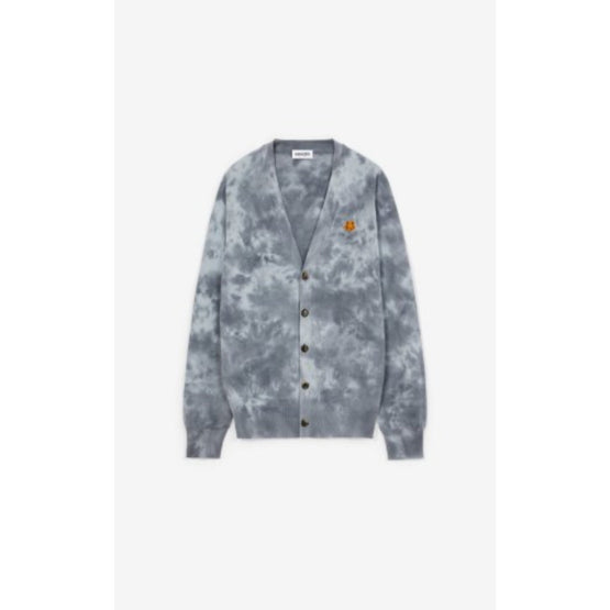 Men Tiger Crest Tie Dye Cardigan - Glacier