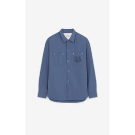Men Lined Overshirt - Blue