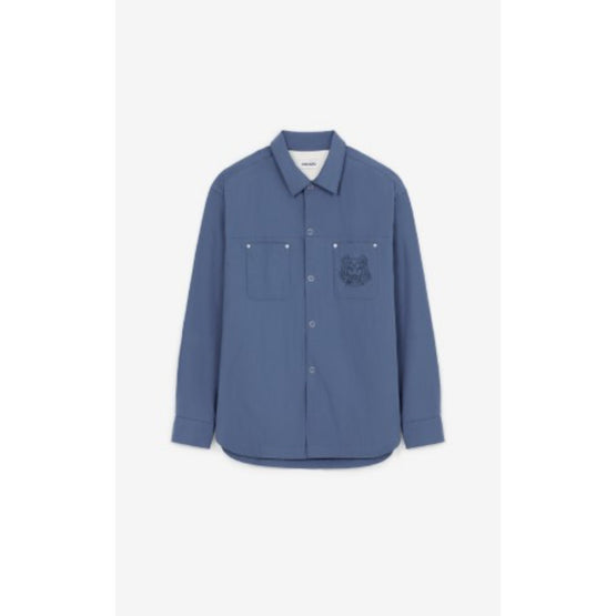 Men Lined Overshirt - Blue